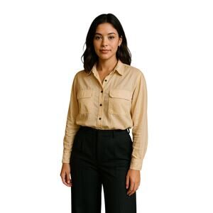 Vintage Jonathan Martin 100% silk butter yellow button up long sleeve Blouse
